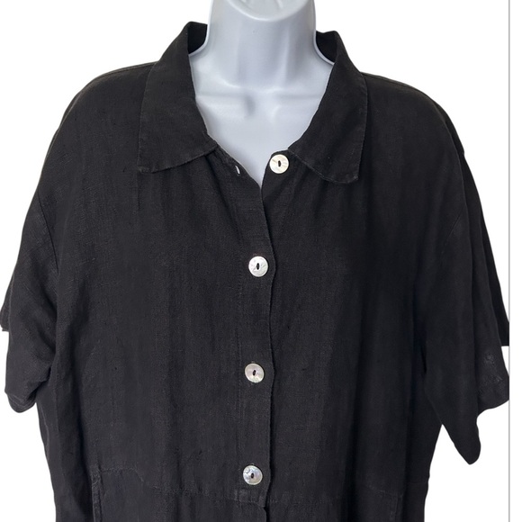 Snappy Turtle Delray Beach Fl Black Linen Shirt Dress Midi Pockets Size XL - Picture 4 of 9